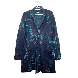 Oriana‎ mohair wool blend long line sweater cardigan womens medium cozy